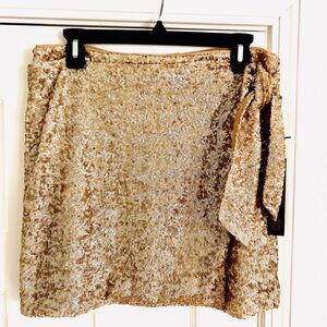 COPY - NWT House of Harlow 1960 Gold Sequin Faux Wrap Mini Skirt Size M/L